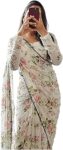 Sidhidata Women's Georgette Digital Printed Ready To Wear one Minute Saree With Unstitched Blouse Piece