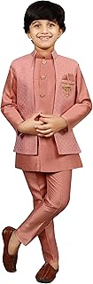 AHHAAAA Kids Ethnic Silk Indian Bollywood Style Print Indo-Western Sherwani Set For Boys 521MF