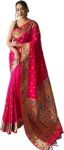 SGF11 Women's Paithani Soft Lichi Silk Kanjivaram Sarees With Blouse Piece
