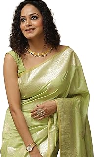 SIRIL Women's Kanjivaram Silk Saree Jacquard Banarasi Sari With Blouse Piece For Wedding