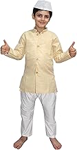 VASTRAMAY Girls' White Cotton Kurta with Bottom and Dupatta Set - Independence Day Tricolor Special Ethnic Wear Comfortable & Stylish Festive Outfit