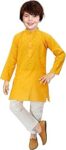 Boys Festive & Party Kurta and Pyjama Set (10-11 Years, Yellow)