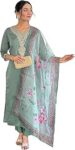 Naixa Women's Rayon Embroidered Straight Kurta with Pant and Dupatta Sets (Available in Plus Size) (NX-696)