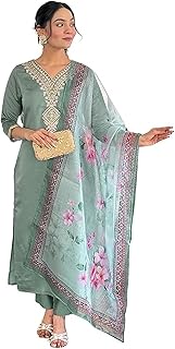 Naixa Women's Rayon Embroidered Straight Kurta with Pant and Dupatta Sets (Available in Plus Size) (NX-696)