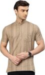 Majestic Man Men Slim Fit Ethnic Motifs Cotton Printed Half Sleeve Short Kurta