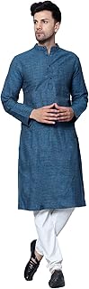 LATEST CHIKAN Men's Cotton Regular Textured Long Kurta Full Sleeves - Casual Ethnic Wear