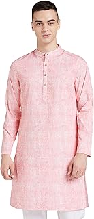 Amazon Brand - Symbol Men's Solid Cotton Printed Long Kurta (Regular Fit)