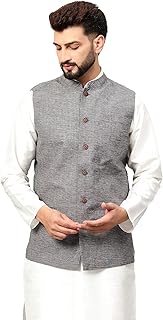 LATEST CHIKAN Men's Traditional Cotton Solid Nehru Jacket/Waistcoat