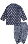 The Magic Wand Ethnic Wear Cotton Baby Boys Dhoti Kurta Set Printed Traditional Dress For Kids, Full Sleeves Mandarin Collar Ideal for All Festivals