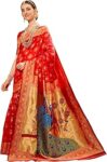 EthnicJunction Women's Paithani Silk Blend Woven Saree With Blouse Piece