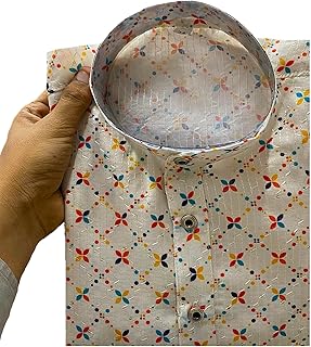 Kurta Men's Cotton Blend Full-Sleeve Printed Kurta - Traditional Indian Wear for Festive & Casual Occasions - Comfortable & Stylish Design for All Seasons