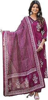 KLOSIA Women's Viscose Straight Printed Kurta And Pant Set With Dupatta | Ethnic Set | Dupatta Set | Suit Set | Kurta Set | Wedding Suit