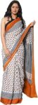 JALTHER Handicrafts Women's Ikat Hand Block Print Jaipuri Cotton Mulmul Saree with Blouse Piece
