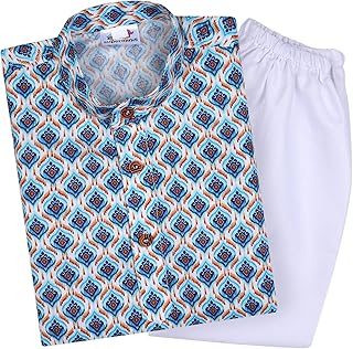 superminis Baby Boys Cotton Printed Kurta With White Pyjama Dress