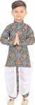 TinySteps Traditional Printed Kids Festive Ethnic Wear Boys Cotton Dhoti Kurta Set