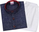 superminis Baby Boys Cotton Solid Ethnic Wear Kurta Pyjama Set With Wooden Button