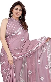 MIRCHI FASHION Women's Latest Chiffon Batik Printed Saree with Blouse Piece
