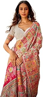 MADHUHANSH Kashmiri Cotton Patola Saree for Women | Cotton Saree | Sarees with Unstitched Blouse | Saree with Blouse Piece | Soft and Skin Friendly