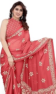 MIRCHI FASHION Women's Latest Chiffon Batik Printed Saree with Blouse Piece